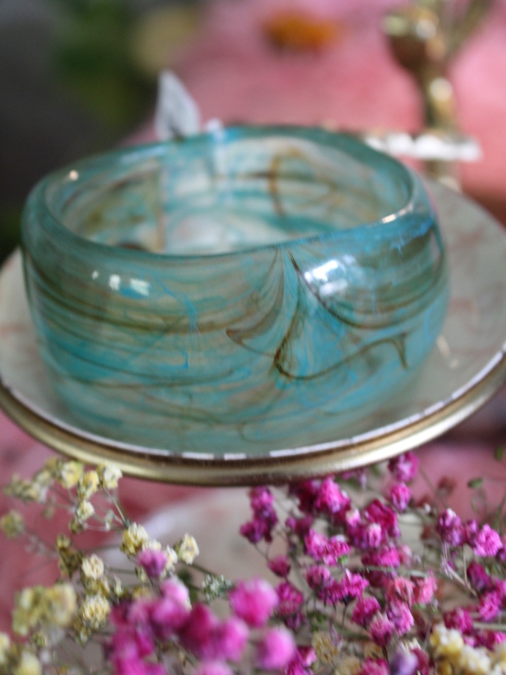 Free People Turquoise Swirl Resin Chunky Bangle Bracelet NWT MSRP $48